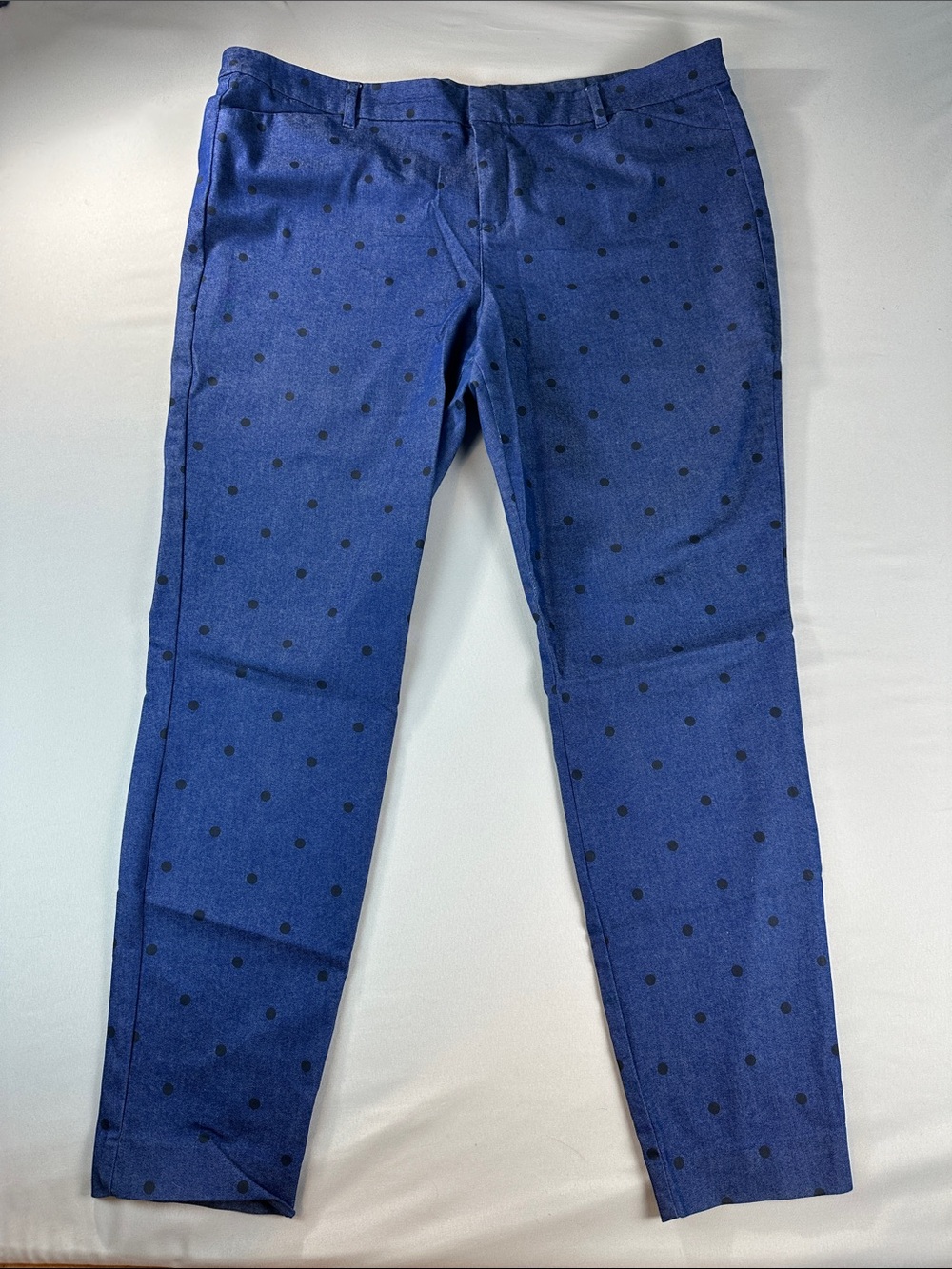 Old Navy Women’s Pixie Pants Blue Black Polka Dot Stretch Size 18
